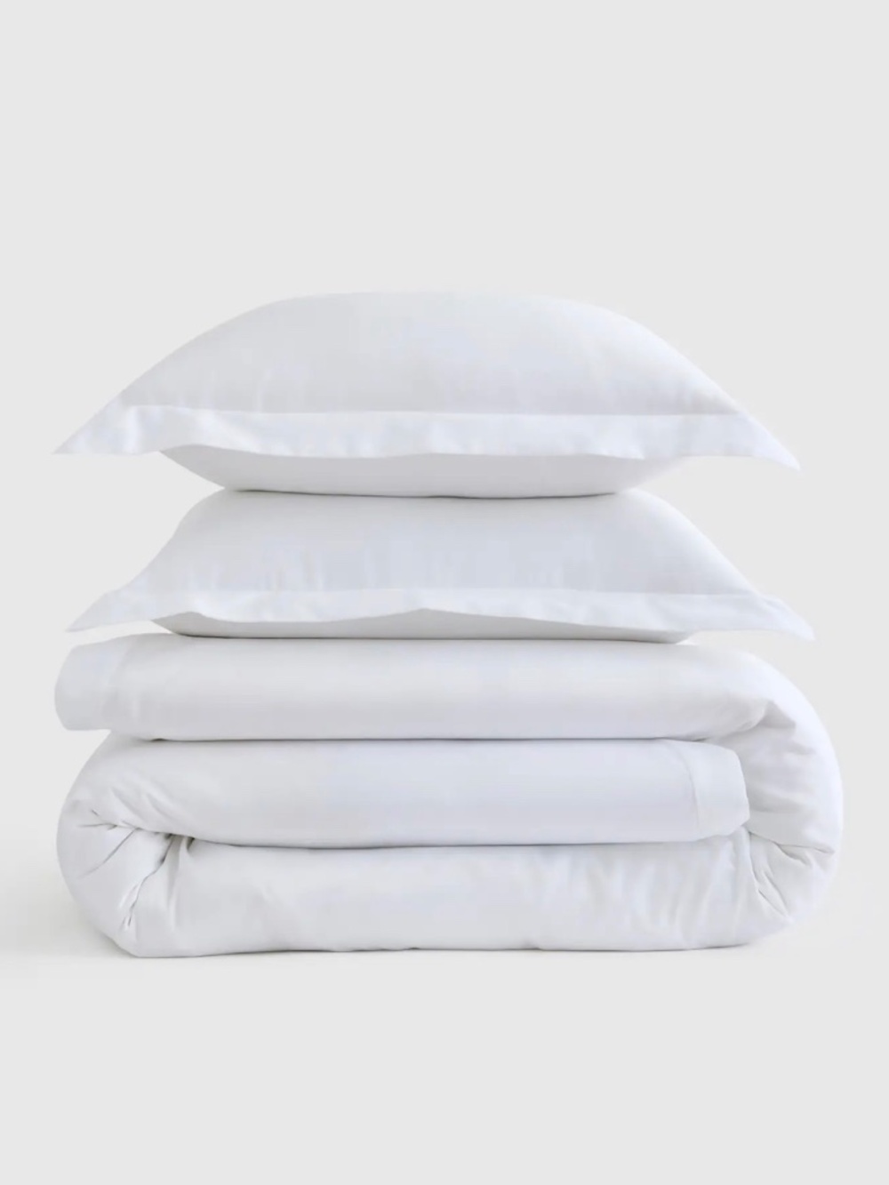 NWT Quince QUEEN White Signature Giza Cotton Sateen Duvet Cover SET $154 SHAMS